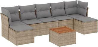 vidaXL Juego De Sof&aacute;s Jard&iacute;n Con Cojines Beige Mezcla 8 Pzas Rat&aacute;n Pe Vidaxl