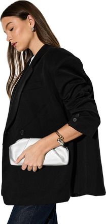 Misspap Small Ruched Clutch Bag, One Size, Silver