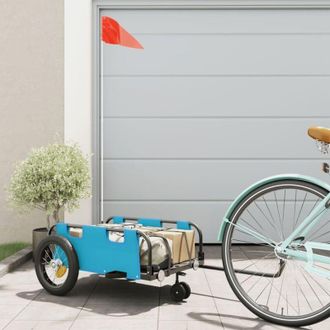vidaXL Remolque Para Bicicletas Hierro Y Tela Oxford Azul Vidaxl