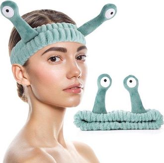 OEM Diadema Para Maquillaje, Lavado, Pa&ntilde;uelo Suave De Forro Polar Coral, Caracol, Dibujos Animados, El&aacute;stico, Cuidado Facial Y De La Piel, Verde