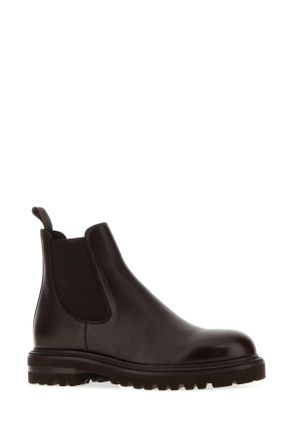 Giorgio Armani Leather Chelsea Boot - Brown