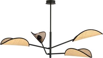 Wonderlamp Lámpara colgante con estructura orientable y 4 pantallas de ratán