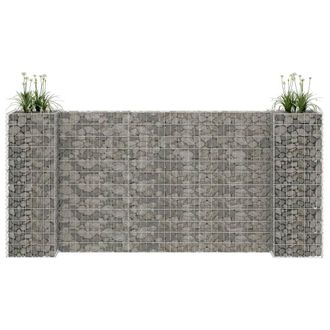 Berkfield Home H-Shaped Gabion Planter Steel Wire 260x40x120 cm in Silver | Size: 260 x 40 x 120 cm