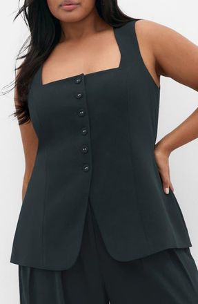 City Chic Abbie Vest in Deep Emerald at Nordstrom, Size Xxxs