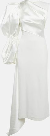 Solace London White Stretch Crepe And Satin Moore Maxi Dress