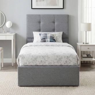 HOMCOM Upholstered Ottoman Bed, 3ft Single Storage Bed Frame, Grey