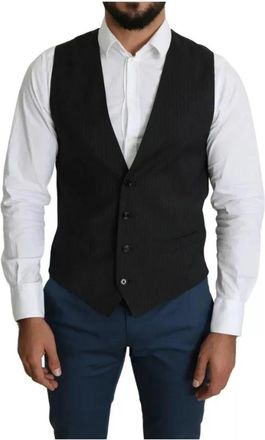 Dolce & Gabbana Staff Dress Waistcoat Vest - Heren - Gillet - Zwart - M - Leer - Kostuums