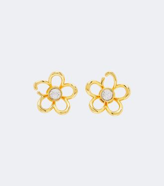 Oscar De La Renta Crystal-embellished floral earrings