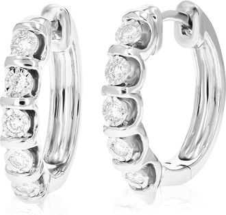 Vir Jewels 1/4 cttw Round Lab Grown Diamond Hoop Earrings.925 Sterling Silver Prong Set 3/4 Inch