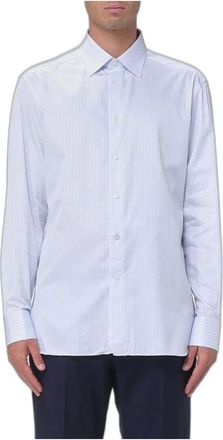 Ermenegildo Zegna Camicia Classica in Popeline a Righe - - Shirts - Uomo - Blu - 3XL