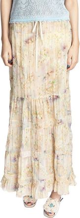 Anna Sui Oasis Blooms Tiered Skirt in Corn Multi at Nordstrom, Size Small