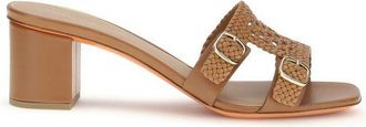 Santoni Beige Calf Leather Bos Taurus Platform Womens Sandals