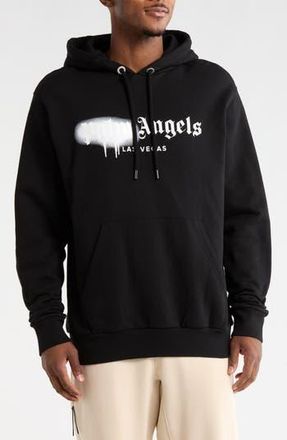 Palm Angels Logo Graphic Hoodie in Black/white at Nordstrom Rack, Size Xx-Large