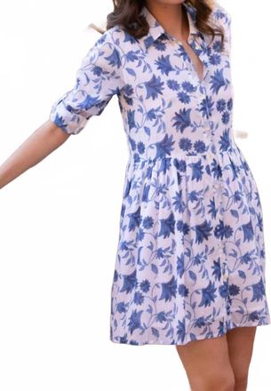 Oliphant Womens Long Sleeve Shirt Mini Dress In Marion Blue