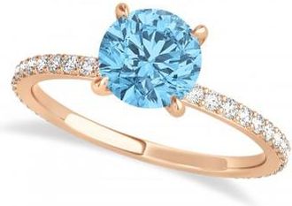 Allurez Round Blue Topaz & Diamond Hidden Halo Engagement Ring 14k Rose Gold (1.68ct)
