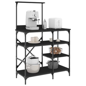 vidaXL Vidaxl - Estanter&iacute;a De Cocina Madera Ingenier&iacute;a Metal Negro 90x40x132 Cm