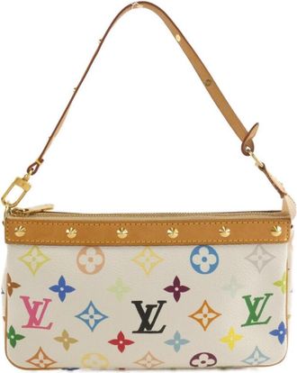 Louis Vuitton Multi-Color White Coated Canvas Pochette Pouch (Pre-Owned)