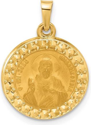 Diamond2Deal 14k Yellow Gold Hollow Sacred Heart of Jesus Medal