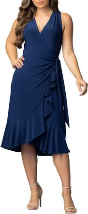 Kiyonna Laguna Sleeveless Wrap Dress in Nouveau Navy at Nordstrom, Size X-Large
