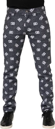 Dolce & Gabbana Mens Dark Gray Logo Cotton Skinny Slim Denim Jeans Elastane Clothing