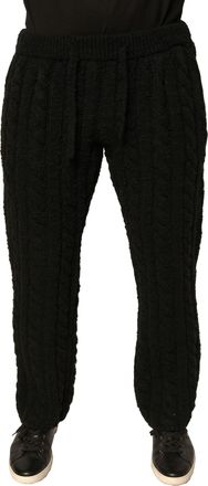 Dolce & Gabbana Mens Black Wool Knitted Skinny Pants Virgin Cashmere Nylon