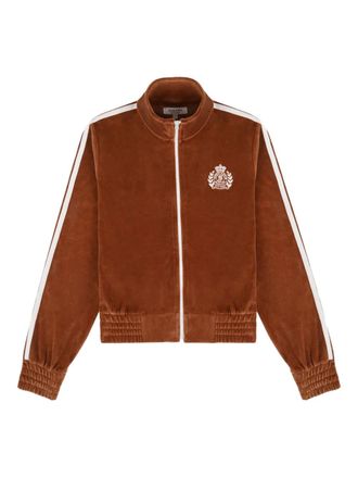 Sporty & Rich NY Crest Elio stripe logo-embroidered sweatshirt - Brown