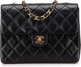 Chanel Pre-owned Womens Classic Flap Double Bag - Black Leather - One Size