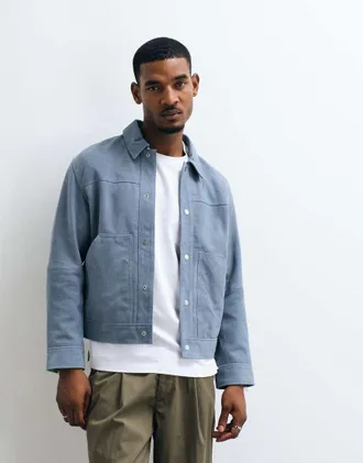 Selected Giacca trucker in suede blu selezionata