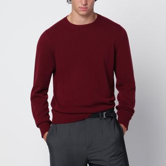 Drumohr Crew-neck sweater in burgundy cashmere