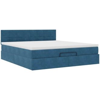 vidaXL Estructura De Cama Otomana Con Colch&oacute;n Azul Oscuro 160x200 Cm Vidaxl