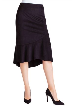 Kensie Ruffle Hem Midi Skirt In Black
