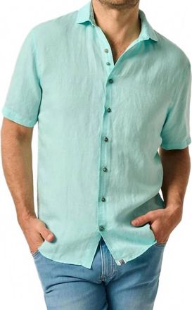 Johnnie-O Mens Tarpon Gianni Short Sleeve Button Down Shirt In Turquoise