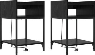 vidaXL Vidaxl - Bedside Cabinets with Shelf 2 pcs Black oak 40 x 40 x 61 cm