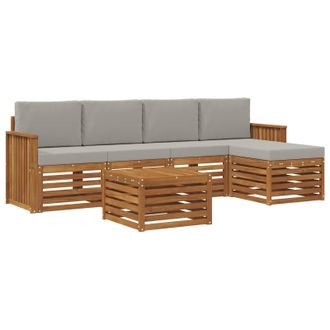 vidaXL Conjunto De Sof&aacute;s De Exterior 6 Pcs Gris Natural Y Claro Vidaxl