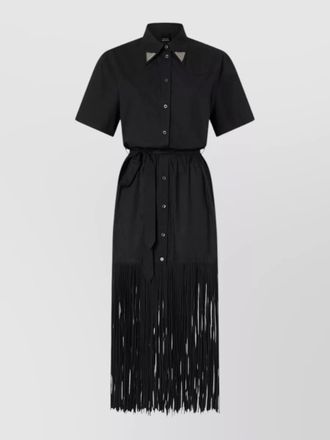 Pinko short sleeve silk dress belted waist