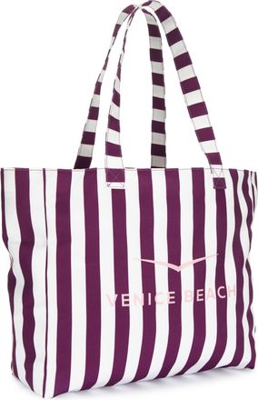 Venice Beach Shopper VENICE BEACH Strandtasche, Damen, Gr. B/H/T: 41,5cm x 37cm x 16,5cm, bordeaux, wei&szlig;, Stoff, Textil, gestreift, Taschen Shopper, Schultertasche