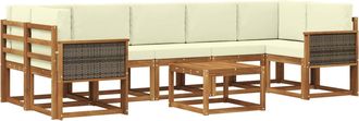 vidaXL Conjunto De Sof&aacute;s De Exterior 6 Uds. Natural Y Crema Vidaxl