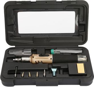 OEM Kit De Soldador De Gas, 10 Piezas Hs-1115k, Soldador De Gas Butano Multifuncional Con 5 Puntas (dorado)