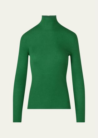 Akris Turtleneck Cashmere-Silk Rib Seamless Sweater