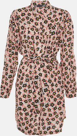 Love Moschino Light Pink Floral Print Lurex Long Sleeves Mini Dress