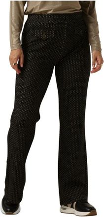 Summum Flared Mini Jacquard Broek met Patroon - Dames - Straight fit broeken - Zwart - S - Broeken