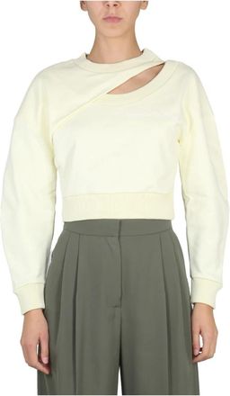 Alexander McQueen Cropped Sweatshirt - Dames - Sweatshirts - Beige - 2XS - Katoen - Hoodies & sweatvesten