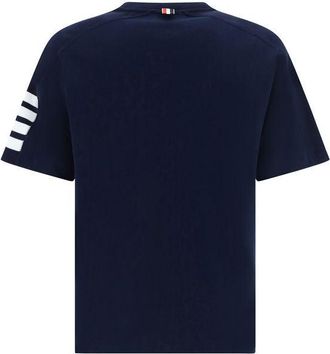 Thom Browne Horizontal-Striped Cotton T-Shirt - Navy
