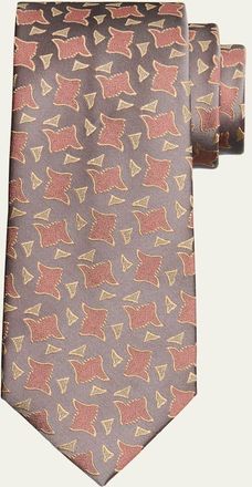 Charvet Mens Woven Geometric Square Silk Tie
