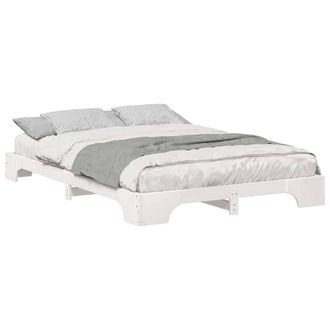 Berkfield Home Stylish Floor Bed Frame with Storage White 140 x 210 cm Wood
