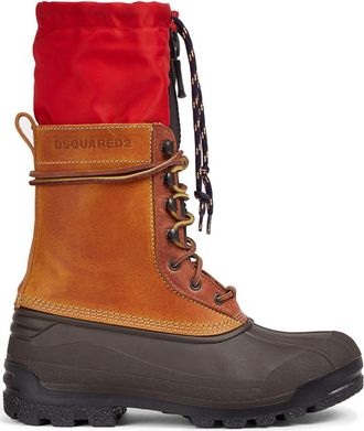 Dsquared2 panelled-design leather boots - men - Fabric/Fabric/Rubber/Calf Leather/Rubber - 39-40 - Brown