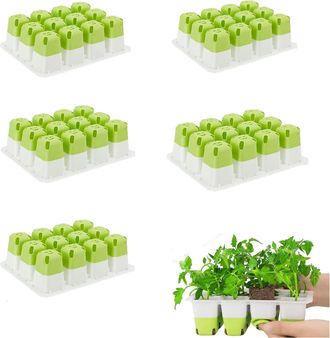 OEM Bandeja De Silicona Para Semilleros (5 Piezas), Con Celdas Extra&iacute;bles (60 Celdas En Total), Ideal Para Cultivar Pl&aacute;ntulas En Interiores (5 Piezas, Ver