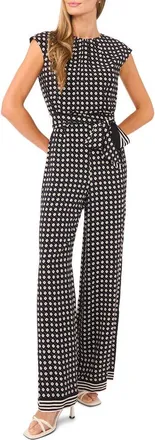 Ted Baker Anya Print Belted Jumpsuit in Rich Black at Nordstrom, Size Medium