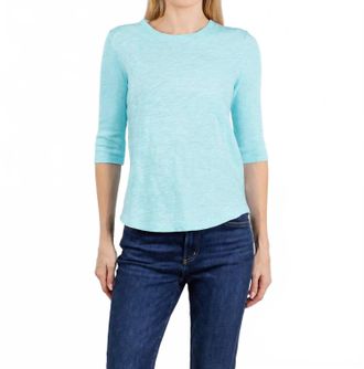 Elliott Lauren Caroline Crewneck Tee With Rib Sleeve And Gusset In Island