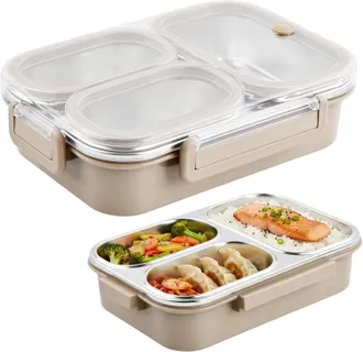 OEM Fiambrera De Acero Inoxidable De 1000 Ml Con 3 Compartimentos, Fiambrera Para Adultos, A Prueba De Fugas, Fiambrera, Recipiente Para El Almuerzo, Caja